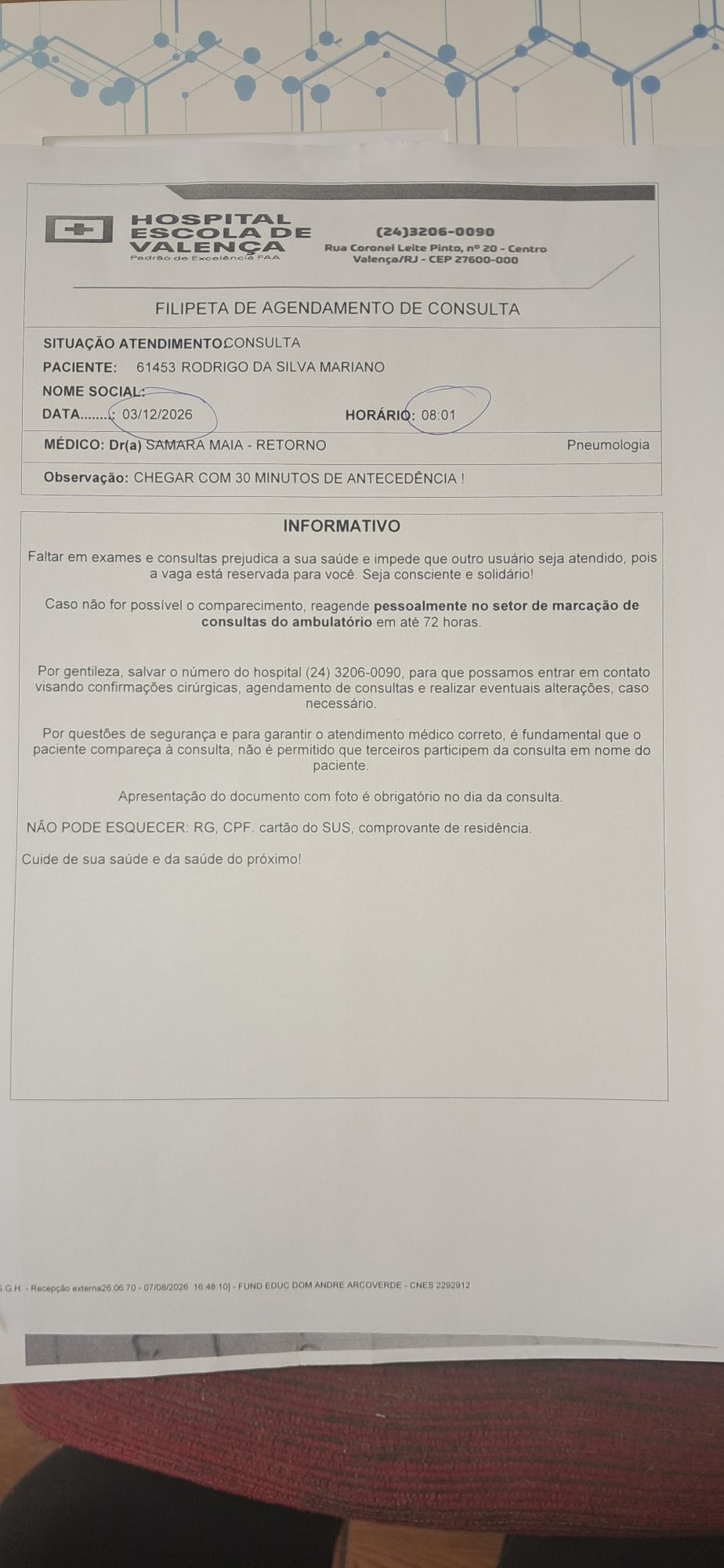 Consulta Retorno Pneumologia